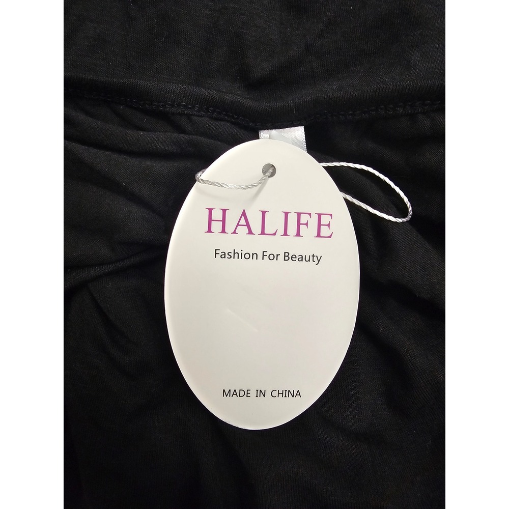 HALIFE Womens Heart Graphic T-Shirt Black Rayon Blend Casual Size Large - Picture 3 of 6